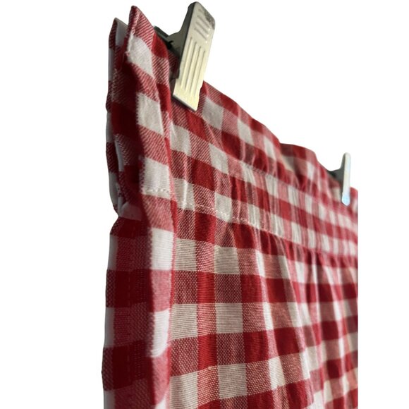 Two Pioneer Woman Red & White Pom Tassled Window Panels 34.5" gingham - Picture 4 of 13